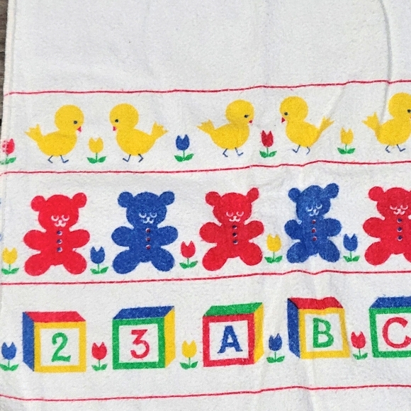 Vintage Riegel Bears Ducks Tulips Blocks Baby Receiving Blanket Bundle Cotton - Picture 1 of 11